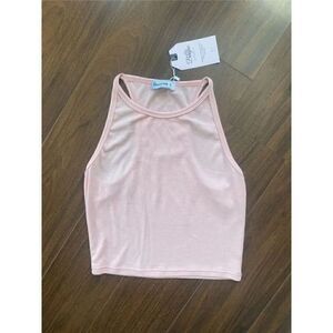 Berryou S pink ribbed tank top crop